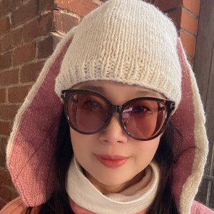 Cute Rabbit Hand Knit Wool Ski Beanie Trooper Hat